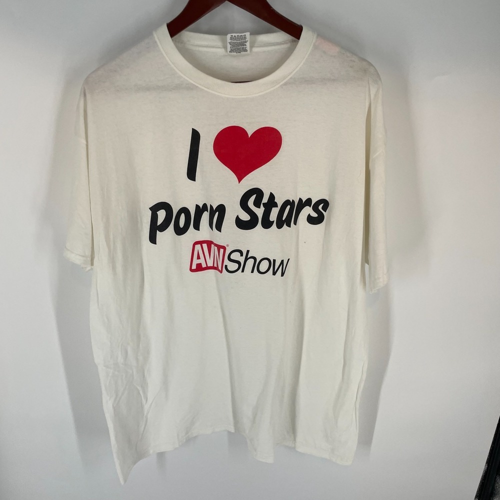 Vintage Jerzees AVN Show I Love Porn Stars Graphic T-Shirt White XL 90s